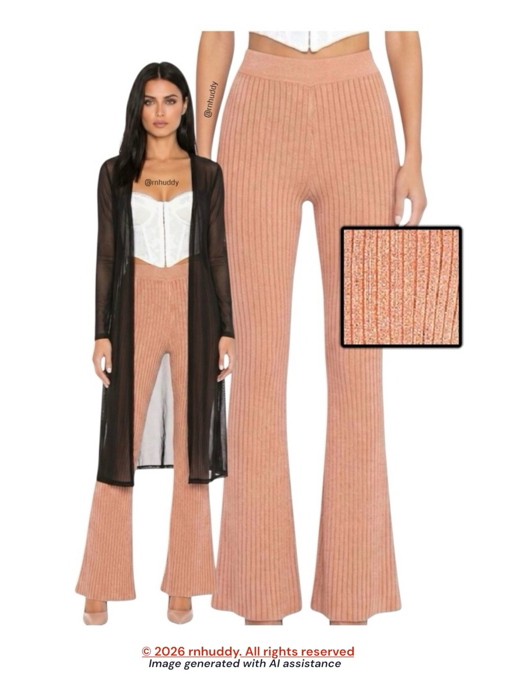 Superdown S rose gold knit flare pants